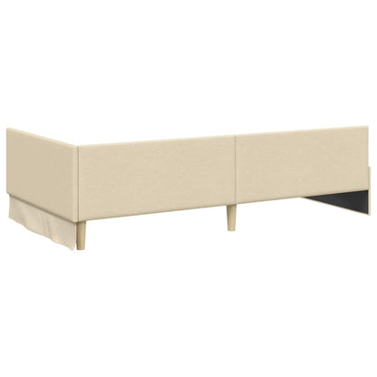 vidaXL Eckbettgestell mit Kopfteil Creme 90 cm x 200 cm Samt