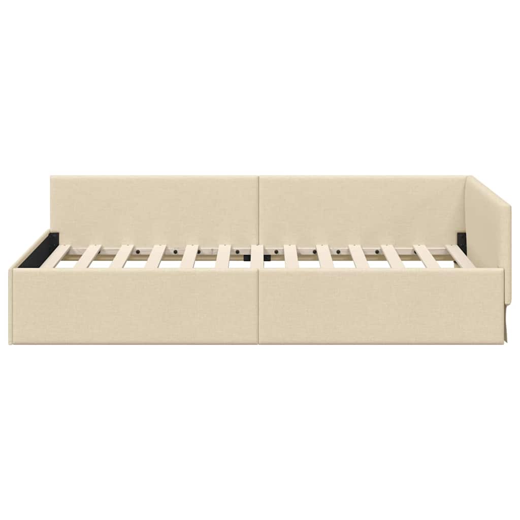 vidaXL Eckbettgestell mit Kopfteil Creme 90 cm x 200 cm Samt