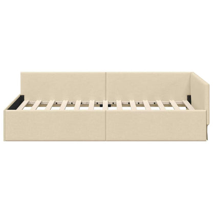 vidaXL Eckbettgestell mit Kopfteil Creme 90 cm x 200 cm Samt
