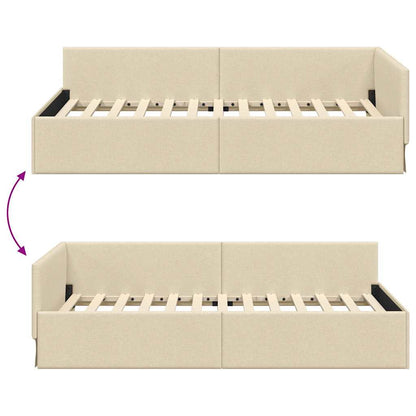 vidaXL Eckbettgestell mit Kopfteil Creme 90 cm x 200 cm Samt