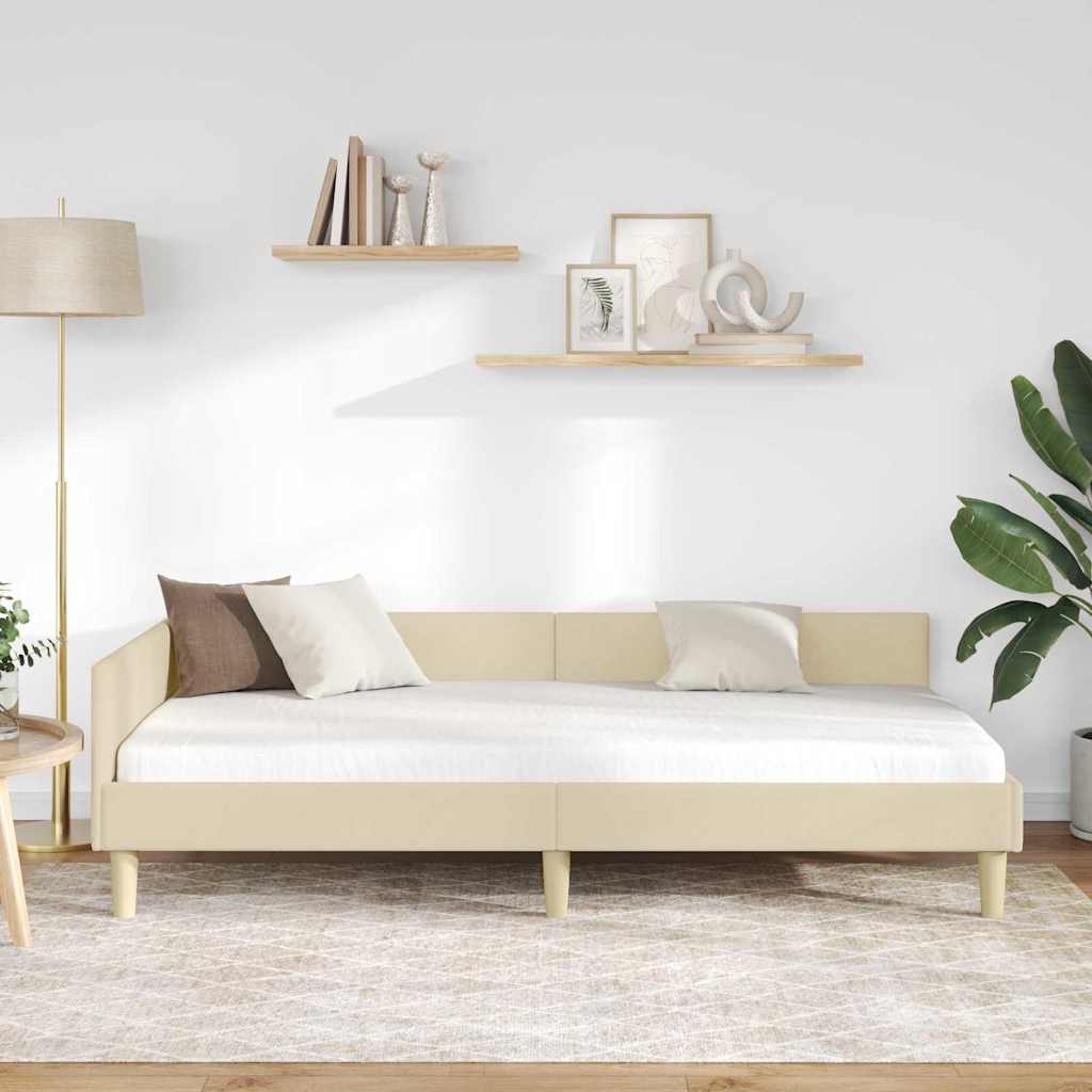 Eckbettgestell Creme 90 x 200 cm Stoff