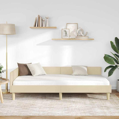 Eckbettgestell Creme 90 x 200 cm Stoff