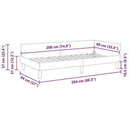 Eckbettgestell Blau 90 x 200 cm Stoff