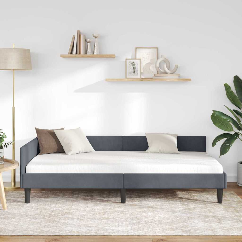 Eckbettgestell Dunkelgrau 100 cm x 200 cm SamtundSperrholz