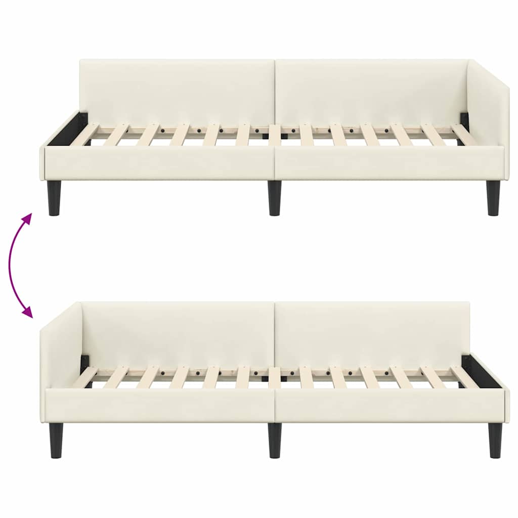 Eckbettgestell Creme 100 cm x 200 cm SamtundSperrholz