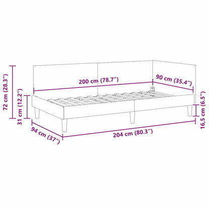 Eckbettgestell Creme 90 cm x 200 cm Stoff und Sperrholz