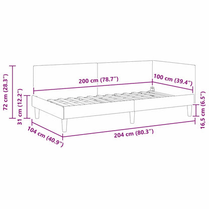 Eckbettgestell Blau 100 cm x 200 cm Stoff und Sperrholz