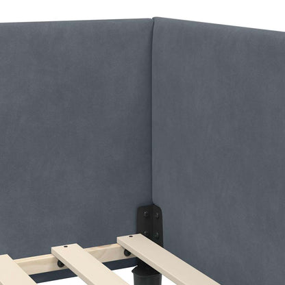 Eckbettgestell mit Kopfteil Dunkelgrau 80 cm x 200 cm Samt