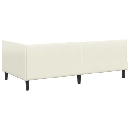 Eckbettgestell mit Kopfteil Creme 90 cm x 190 cm Samt