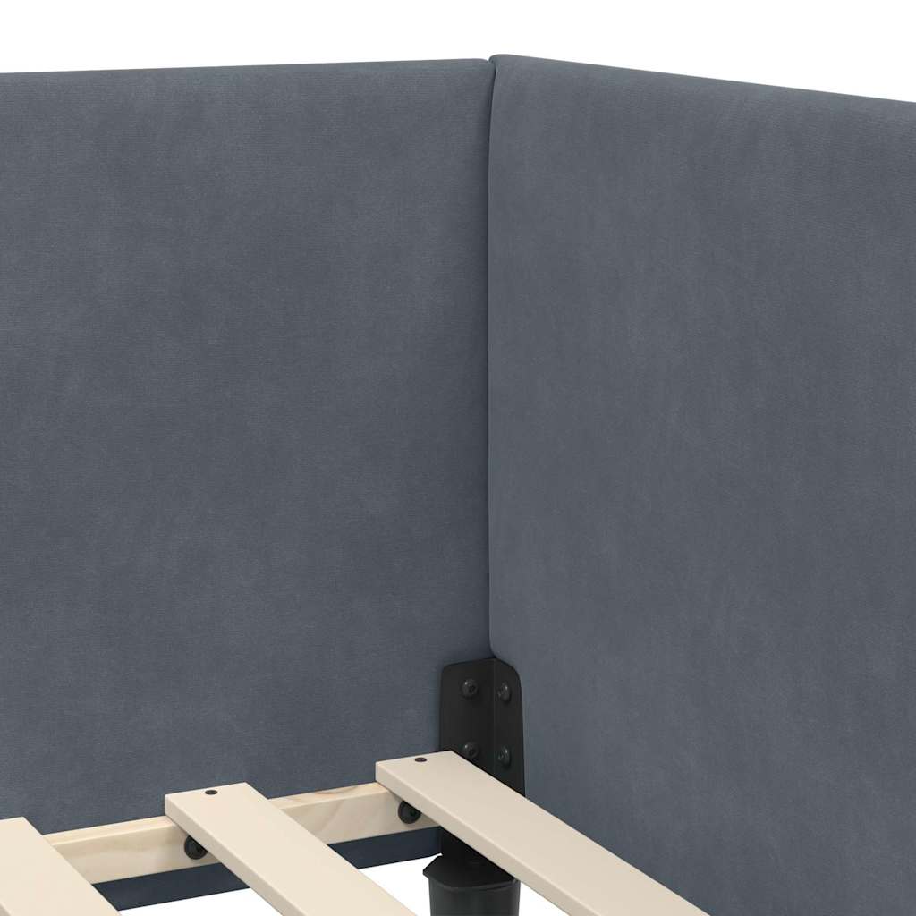 Eckbettgestell mit Kopfteil Dunkelgrau 100 cm x 200 cm Samt