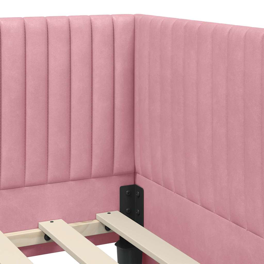 vidaXL Eckbettgestell mit Kopfteil Rosa 90 cm x 200 cm Samt
