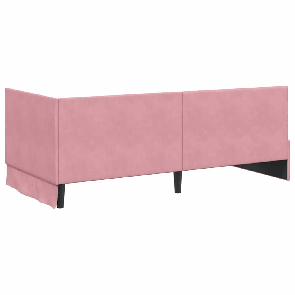 vidaXL Eckbettgestell mit Kopfteil Rosa 90 cm x 200 cm Samt