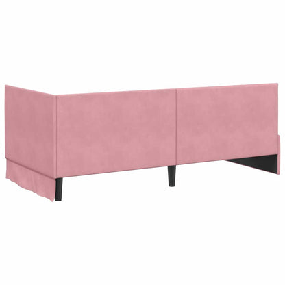 vidaXL Eckbettgestell mit Kopfteil Rosa 90 cm x 200 cm Samt