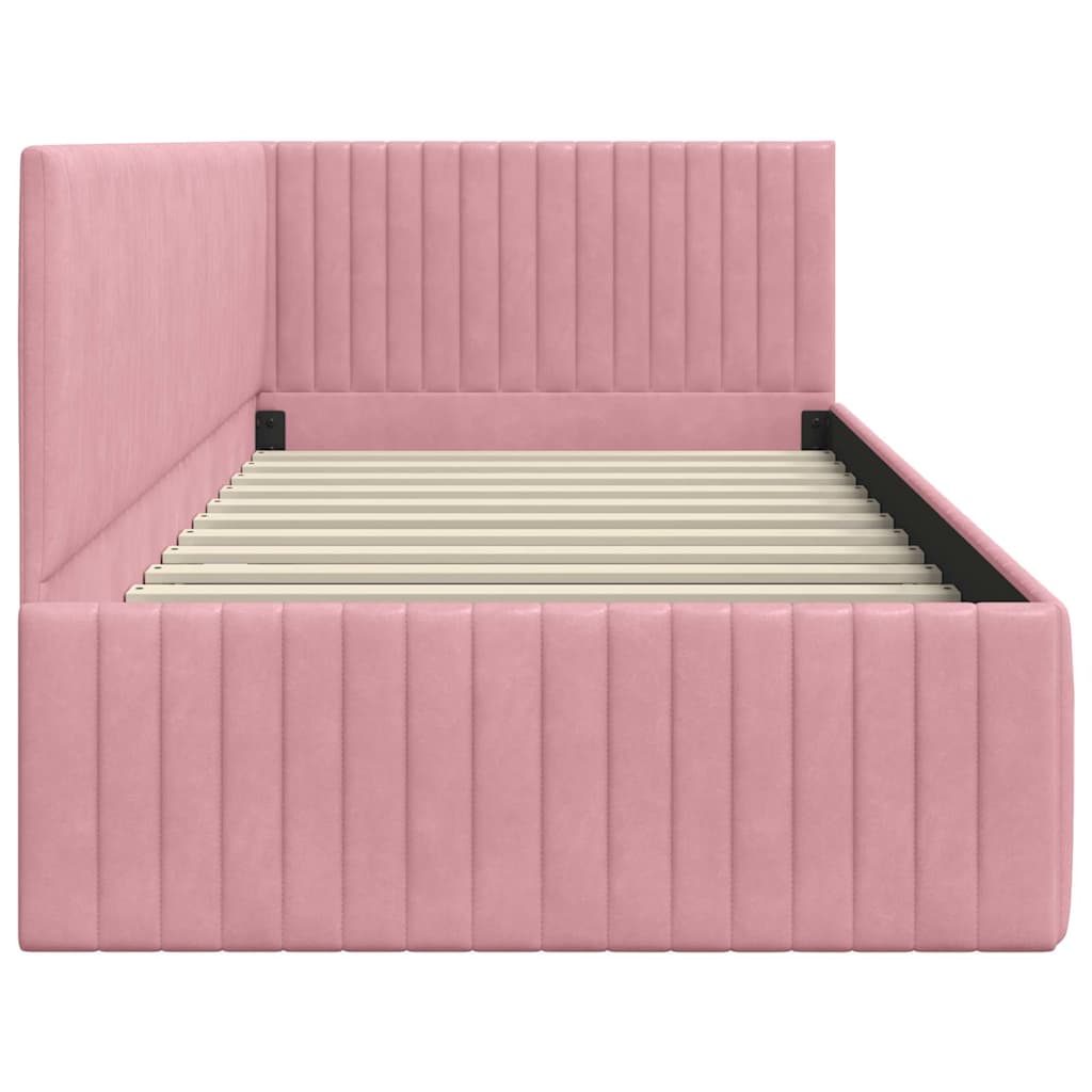 vidaXL Eckbettgestell mit Kopfteil Rosa 90 cm x 200 cm Samt