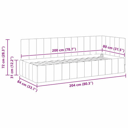 Eckbettgestell mit Kopfteil Dunkelgrau 80 cm x 200 cm Samt