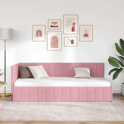 Eckbettgestell mit Kopfteil Rosa 80 cm x 200 cm Samt