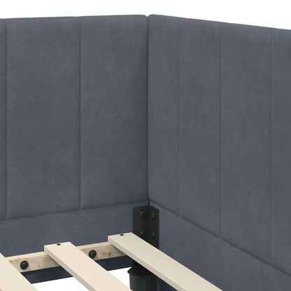 vidaXL Eckbettgestell mit Kopfteil Dunkelgrau 90 cm x 190 cm Samt