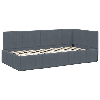 vidaXL Eckbettgestell mit Kopfteil Dunkelgrau 90 cm x 190 cm Samt