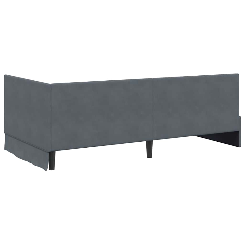 vidaXL Eckbettgestell mit Kopfteil Dunkelgrau 90 cm x 190 cm Samt