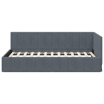 vidaXL Eckbettgestell mit Kopfteil Dunkelgrau 90 cm x 190 cm Samt