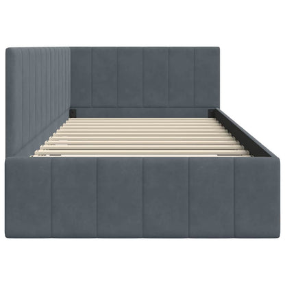 vidaXL Eckbettgestell mit Kopfteil Dunkelgrau 90 cm x 190 cm Samt