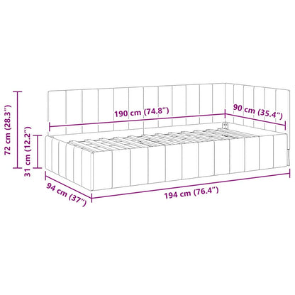 vidaXL Eckbettgestell mit Kopfteil Dunkelgrau 90 cm x 190 cm Samt