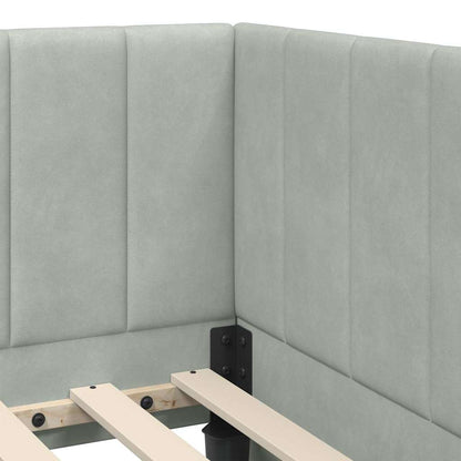 vidaXL Eckbettgestell mit Kopfteil Hellgrau 100 cm x 200 cm Samt