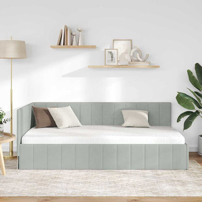 vidaXL Eckbettgestell mit Kopfteil Hellgrau 100 cm x 200 cm Samt
