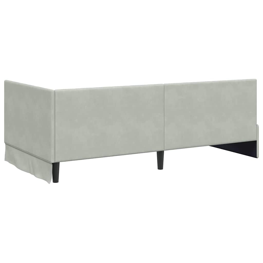vidaXL Eckbettgestell mit Kopfteil Hellgrau 100 cm x 200 cm Samt