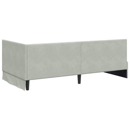 vidaXL Eckbettgestell mit Kopfteil Hellgrau 100 cm x 200 cm Samt
