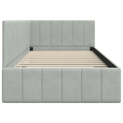 vidaXL Eckbettgestell mit Kopfteil Hellgrau 100 cm x 200 cm Samt