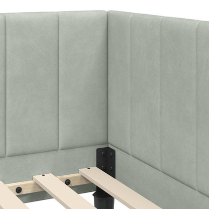 Eckbettgestell mit Kopfteil Hellgrau 80 cm x 200 cm Samt