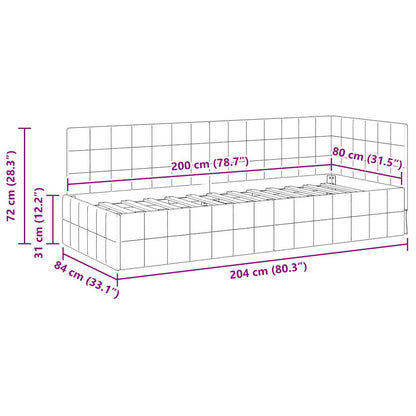 Eckbettgestell mit Kopfteil Blau 80 cm x 200 cm Samt