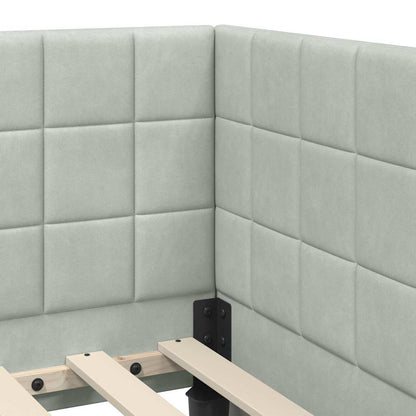 Eckbettgestell mit Kopfteil Hellgrau 80 cm x 200 cm Samt