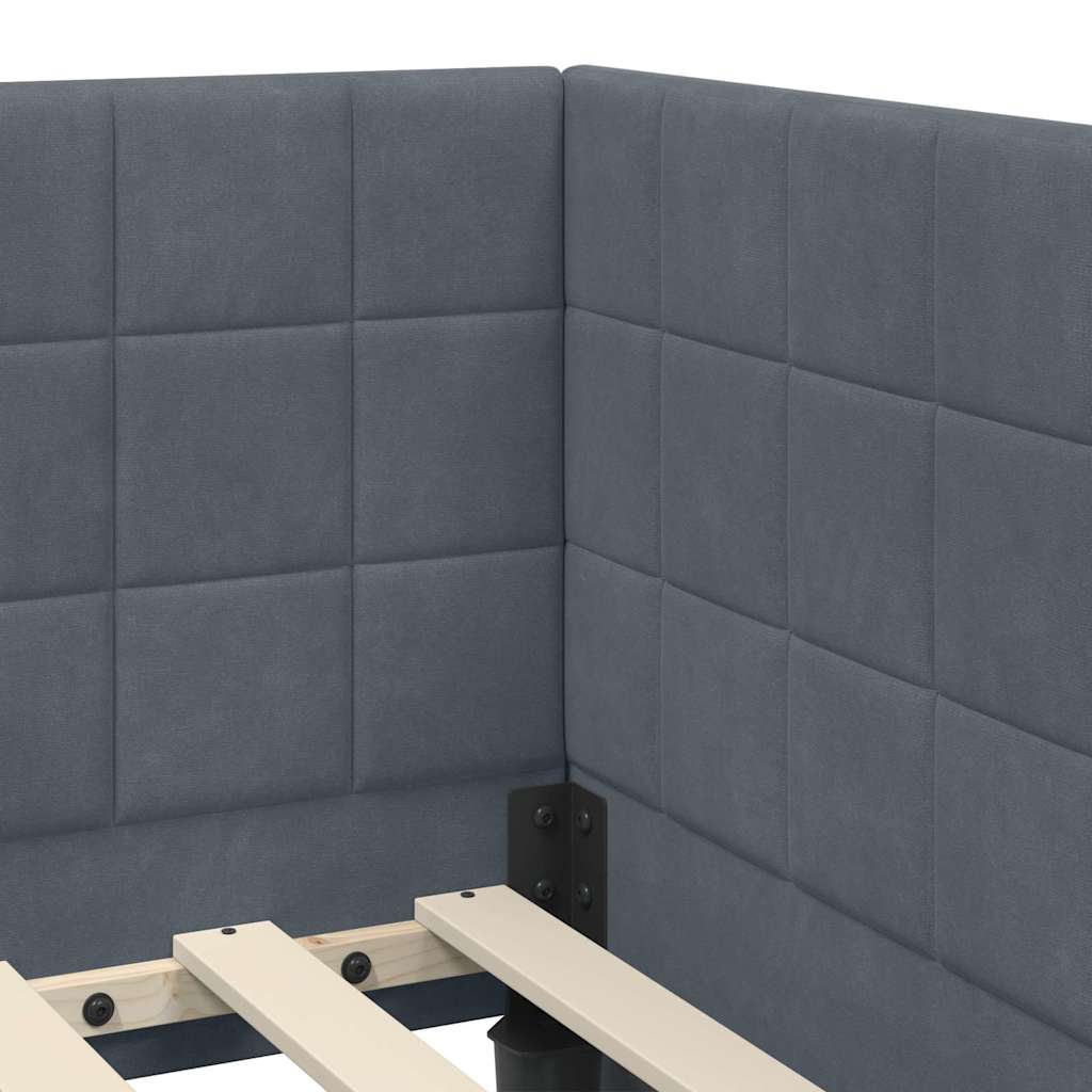vidaXL Eckbettgestell mit Kopfteil Dunkelgrau 80 cm x 200 cm Samt