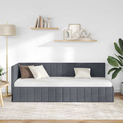 vidaXL Eckbettgestell mit Kopfteil Dunkelgrau 80 cm x 200 cm Samt