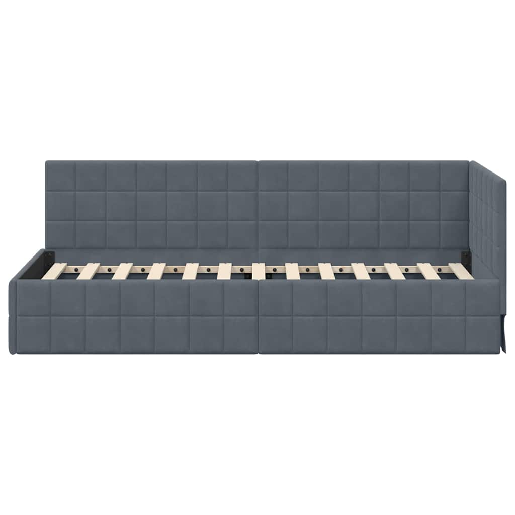 vidaXL Eckbettgestell mit Kopfteil Dunkelgrau 80 cm x 200 cm Samt
