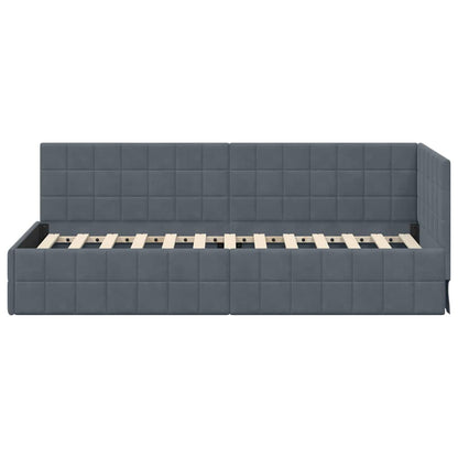 vidaXL Eckbettgestell mit Kopfteil Dunkelgrau 80 cm x 200 cm Samt