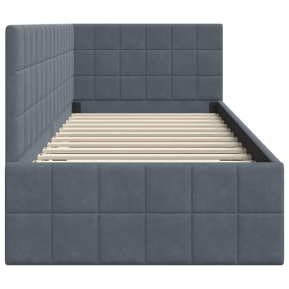 vidaXL Eckbettgestell mit Kopfteil Dunkelgrau 80 cm x 200 cm Samt