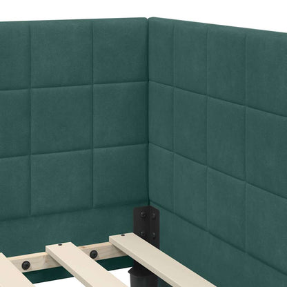 vidaXL Cadre de lit d'angle avec tête de lit Vert foncé 80 cm x 200 cm Velours