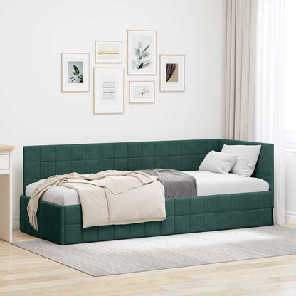 vidaXL Cadre de lit d'angle avec tête de lit Vert foncé 80 cm x 200 cm Velours