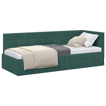 vidaXL Cadre de lit d'angle avec tête de lit Vert foncé 80 cm x 200 cm Velours