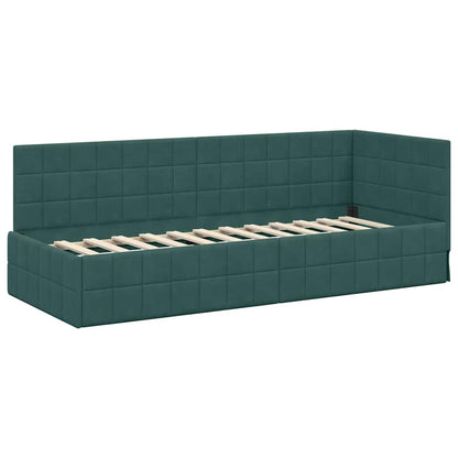 vidaXL Cadre de lit d'angle avec tête de lit Vert foncé 80 cm x 200 cm Velours