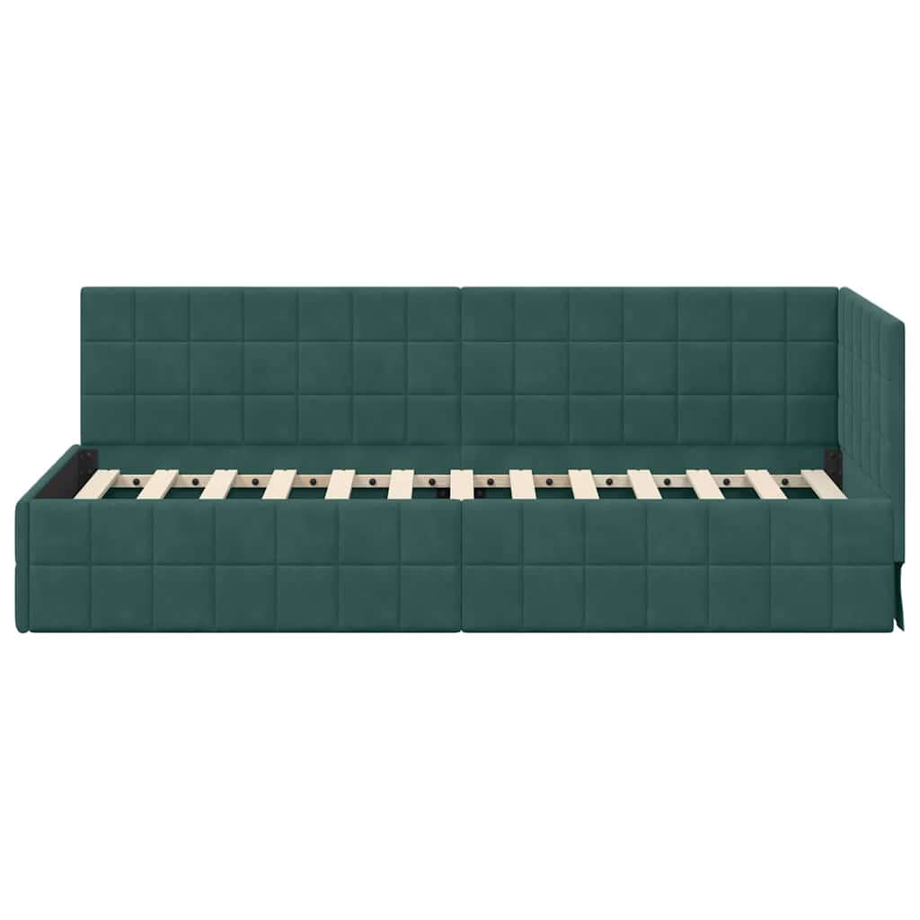 vidaXL Cadre de lit d'angle avec tête de lit Vert foncé 80 cm x 200 cm Velours