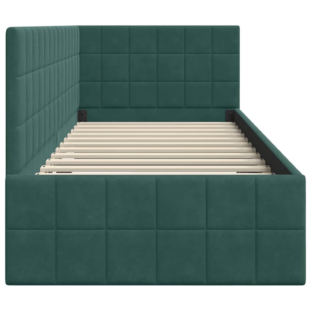 vidaXL Cadre de lit d'angle avec tête de lit Vert foncé 80 cm x 200 cm Velours