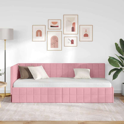 Eckbettgestell mit Kopfteil Rosa 80 cm x 200 cm Samt