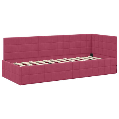 vidaXL Eckbettgestell mit Kopfteil Weinrot 80 cm x 200 cm Samt