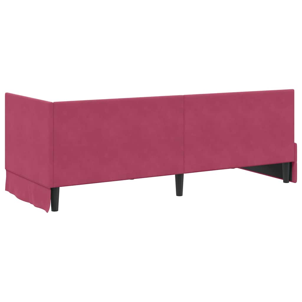 vidaXL Eckbettgestell mit Kopfteil Weinrot 80 cm x 200 cm Samt