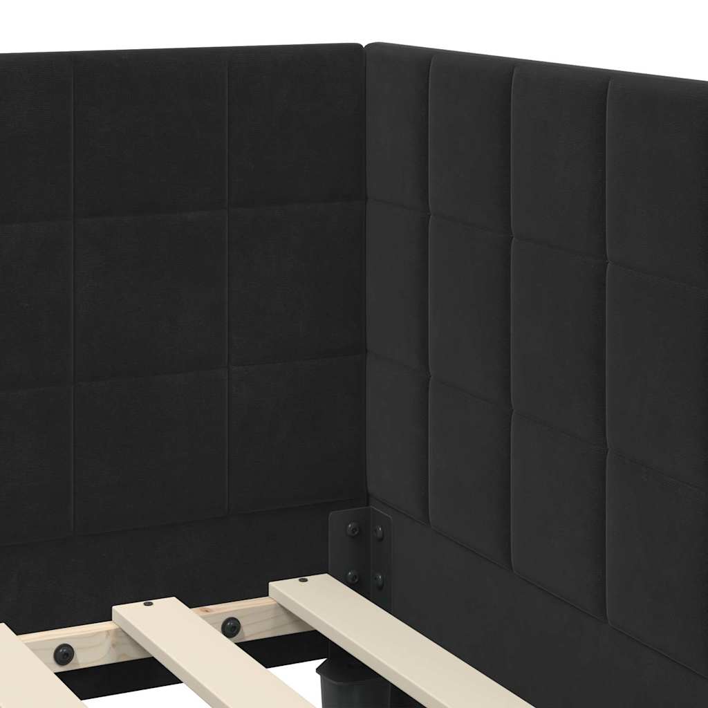 vidaXL Eckbettgestell mit Kopfteil Schwarz 80 cm x 200 cm Samt