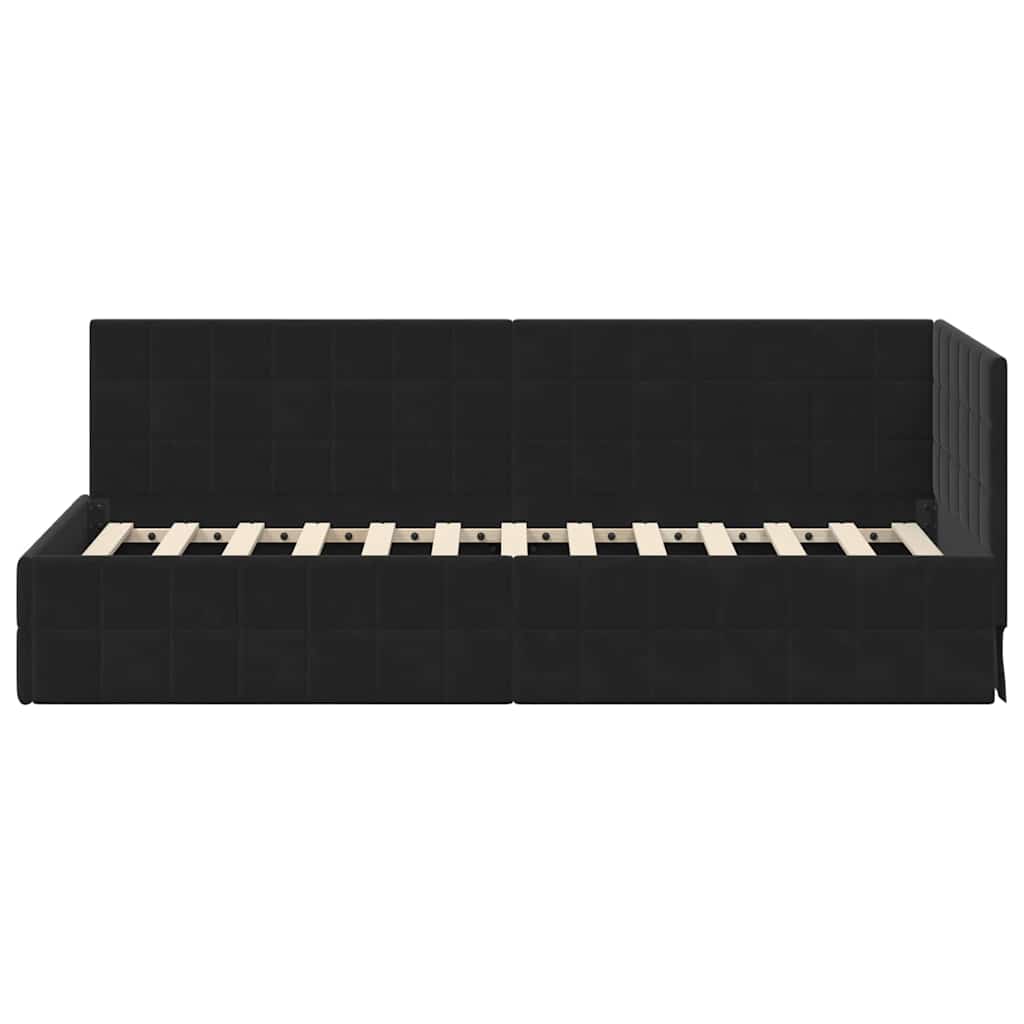 vidaXL Eckbettgestell mit Kopfteil Schwarz 80 cm x 200 cm Samt